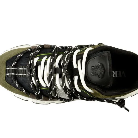 Versace Men's Suede & Leather Black Medusa Head Sneakers Shoes US 9 IT 42